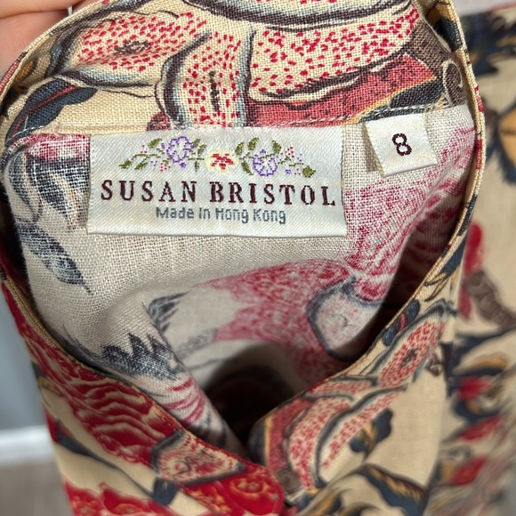 Vintage Susan Bristol Linen Floral Sleeveless Top, Maxi Skirt Mandarin Style 8 - Picture 13 of 16